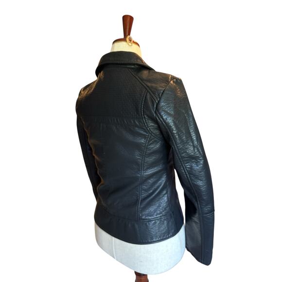 Guess Moto Jacket | Black Zip Front Biker Style with Lace Up Sleeves | Size M - Picture 3 of 11